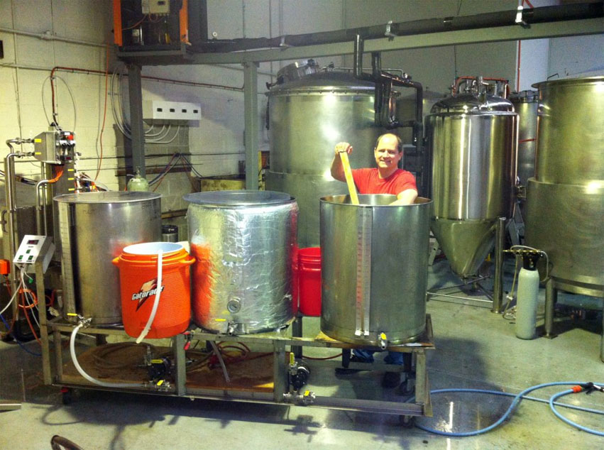 Pete Philips creating Wayward's first production beer - Charmer India Red Ale 