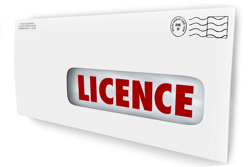 Your license has arrived in an envelope as official approval or authorization for your application for business operation, driving, hunting, or other activity