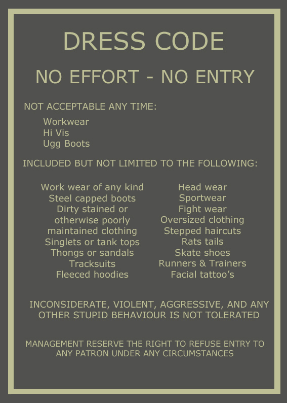 PUB APOLOGISES OVER ELABORATE ‘NO EFFORT NO ENTRY’ DRESS CODE - PubTIC